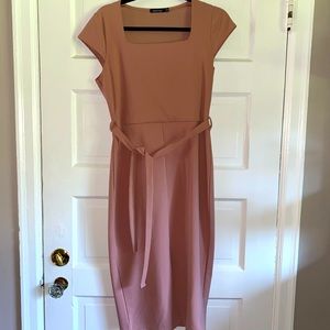 Square Neck Midi Bodycon Dress